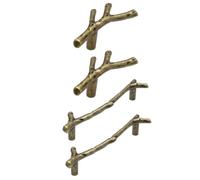 SAFIGLE Pomelli per Mobili 4 Pezzi a Forma di Ramo, Maniglie in Metallo Finitura Liscia, per Armadi e Cassetti in Soggiorno e Cucina