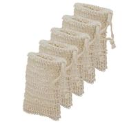 SAFIGLE Sacchetti Portasapone in Cotone e Lino 5 Pezzi, Sacchetto Esfoliante a Rete Per Bagno, Con Coulisse Per Saponette Fatte a Mano, Per Pelle Secca, Piedi, Gomiti e Ginocchia