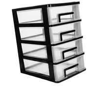 SAFIGLE Scatola Portaoggetti Da Scrivania Trasparente a 4 Strati in Plastica Pp Nero e Trasparente, Organizer Tipo Cassetto Per Cosmetici, Porta Cosmetici Compatto Per Tavolo Da Toeletta