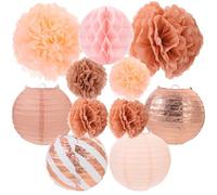 SAFIGLE Set 11 Pezzi Pompon di Carta Rosa Gold, Decorazioni Sospese a Nido D’Ape per Feste Compleanno, Matrimoni e Addio al Nubilato, Decorazione a Forma di Palla per Eventi Speciali