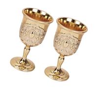 SAFIGLE Set 2 Calici Eleganti da Vino e Whisky in Metallo Dorato Design Retrò Vintage Calici da Bar e Casa Base Antiscivolo Regalo Decorativo per Feste e Ristoranti