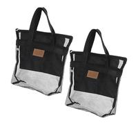 SAFIGLE Set 2pezzi Borsa Spiaggia Nera in Poliestere Leggero con 2 Tasche e Rete Resistente per Viaggi e Uscite Quotidiane