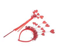 SAFIGLE Set 2pezzi Fascia per Chioma a Forma di Cuore Rossa in Pelle Pu e Filo di Ferro Accessorio Decorativo per Festa e Evento D'amore