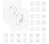 SAFIGLE Set 30 Pezzi Ganci da Parete Autoadesivi Trasparenti 6X6 CM in Plastica per Cucina Bagno Ufficio Camera da Letto Ganci Adesivi senza Fori Antitraccia per Appendere Vestiti