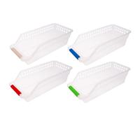 SAFIGLE Set 4 Cestini Portaoggetti in Plastica Design a Cassetto Organizer Ventilato per Cucina e Ufficio Contenitori Compatti per Frutta Giocattoli e Articoli Vari Colore Casuale
