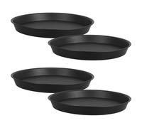 SAFIGLE Set 4 Pezzi Raccolta Acqua Efficiente Sottovasi Rotondi in Plastica Nera Leggeri per Piante Aromatiche e Succulente per Uso Interno ed Esterno