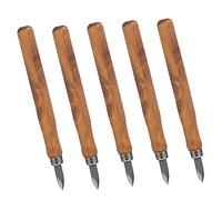 SAFIGLE Set 5Pezzi Coltelli per Intaglio del Legno Impugnatura in Legno Marrone per Incisione Precisa e Tracciatura Linee per Lavorazione Fai da Te