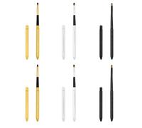 SAFIGLE Set 6 Pennelli per Rossetto Retrattili con Coperchio, Applicatori per Labbra e Ombretto Portatili, Strumenti Trucco Professionali per Uso Quotidiano e Regalo, Colori Oro, Argento