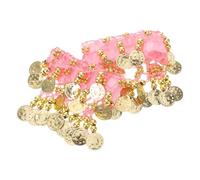 SAFIGLE Set da 2 Cavigliere Campanellini Rosa Regolabili per Danza del Ventre Accessori Leggeri Monete e Nappe per Donne e Ragazze Gioielli Tradizionali per Spettacoli e Prove di Danza