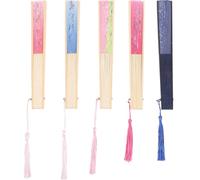 SAFIGLE Set da 5 Ventagli Pieghevoli di Seta Nappa, Ventagli Pieghevoli Antichi Decorativi per Danza e Arredamento Casa, Accessori Tradizionali Cinesi per Fotografia e Regalo