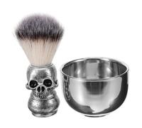 SAFIGLE Set da Barba Uomo con Pennello e Ciotola per Schiuma in Acciaio Inossidabile, Spazzola da Barba per Personale a Casa, Strumento di Rasatura e Risparmio