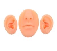 SAFIGLE Set di 3 modelli di parti del corpo in silicone, stampo realistico per orecchie, naso e bocca umani, parti del corpo finte in silicone flessibile per esercitazioni di piercing e trucco