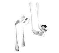 SAFIGLE Set Posate Angolate in Acciaio 4 Pezzi, Cucchiai e Forchette Ergonomici Per Anziani e Pazienti, Utensili Di Alimentazione Facilitata Per Autosufficienza a Letto