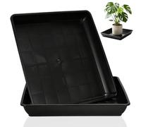 SAFIGLE Sottovasi Quadrati Resistente e Non Facile da Deformare per Vasi di Piante 2 Pezzi in Pp Nero per Giardino e Interni