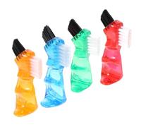 SAFIGLE Spazzolino per Dentiera Doppia Testina 4 Pezzi Spazzola Portatile Mini per Pulizia Protesi Bite Dentale
