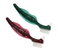 SAFIGLE Spazzolino per Pulizia Quotidiana a Doppia Punta 2 Pezzi per Dentiere in Nylon Setole Dure e Manico in Pp e Protezione delle Protesi per Anziani