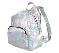 SAFIGLE Zainetto Mini Holografico in PU Argento per Ragazze e Pendolari | Effetto Iridescente, Superficie Lucida e Morbida, per Viaggio e Lavoro, Leggero da Portare Ogni Giorno
