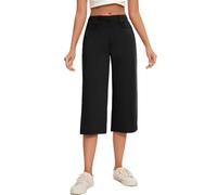 Safort Pantaloni Capri Donna Estate Gamba Larga 3/4 Pantaloni Donna Estate 7/8 Pantaloni Donna Estate con Tasche Pantaloni Larghi Culotte per Fitness Allenamento Tempo Libero, Nero, L