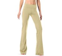Safort Pantaloni Yoga Bootcut Donna, Leggings a Zampa, Pantaloni Sportivi a Vita Alta con Controllo dell'Addome e Tasche per Business Casual, Cachi, L