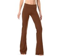 Safort Pantaloni Yoga Bootcut Donna, Leggings a Zampa, Pantaloni Sportivi a Vita Alta con Controllo dell'Addome e Tasche per Business Casual, Marrone, XL
