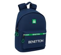 safta BENETTON GREEN - Zaino per laptop da 14,1", ideale per giovani di diverse età, comodo e versatile, qualità e resistenza, 31 x 16 x 41 cm, Blu navy, M, Casual