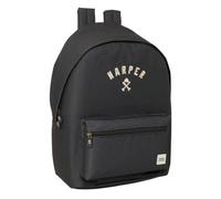 safta HARPER & NEYER BLACK - Zaino per laptop da 15,6" e USB, ideale per giovani di diverse età, tessuto riciclato, comodo e versatile, qualità e resistenza, 31 x 18 x 44 cm, Nero, M, Casual
