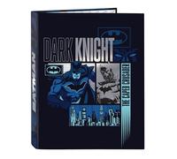 Safta BATMAN LEGENDARY - Cartellina con fogli 4 anelli, ideale per bambini di diverse età, comoda e versatile, qualità e resistenza, 26,5 x 33 cm, colore blu marino, Blu navy, Estándar, Casual