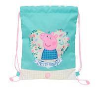 PEPPA PIG PRETTY FLOWERS - Zaino a sacco piatto Junior, ideale per bambini di diverse età, comodo e versatile, qualità e resistenza, 26 x 34 cm, Menta/Giallo Pastello, M, Casual