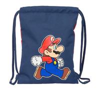 SUPER MARIO TRICK - Zaino a sacco piatto Junior, ideale per bambini di diverse età, comodo e versatile, qualità e resistenza, 26 x 34 cm, blu scuro/rosso, M, Casual