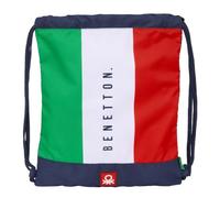 safta BENETTON FLAG - Zaino a sacco piatto, grande, ideale per bambini di diverse età, comodo e versatile, qualità e resistenza, 35 x 40 cm, Blu navy, M, Casual