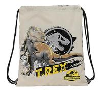 Safta JURASSIC WORLD WARNING - Zaino a sacco piatto, grande, ideale per bambini di diverse età, comodo e versatile, qualità e resistenza, 35 x 40 cm, colore grigio, grigio, Estándar, Casual