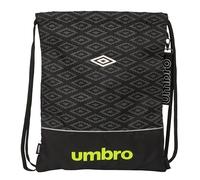 Safta UMBRO LIMA - Zaino a sacco piatto, grande, ideale per bambini di diverse età, comodo e versatile, qualità e resistenza, 35 x 40 cm, colore: nero, Nero, Estándar, Casual