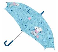 SNOOPY LOVE - Ombrello manuale, 8 pannelli, aste metalliche, comodo e versatile, qualità e resistenza, 48 cm, materiale poliestere, Blu chiaro, M, Casual