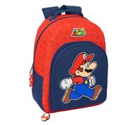 SUPER MARIO TRICK - Zaino scuola adattabile a carrozzina, zaino ideale per bambini di diverse età, comodo e versatile, qualità e resistenza, 32 x 15 x 42 cm, blu scuro/rosso, M, Casual