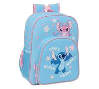 STITCH HAPPY - Zaino scuola per bambini, adattabile a carrozzina, ideale per bambini in età scolare, comodo e versatile, qualità e resistenza, 32 x 12 x 38 cm, azzurro, M, Casual