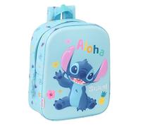 STITCH 3D - Zaino da asilo 3D, adattabile al carrello, facile da pulire, ideale per bambini di diverse età, comodo e versatile, qualità e resistenza, 22 x 10 x 27 cm, Blu chiaro, M, Casual