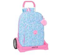 safta VMB Paradiso - Zaino scuola con carrello Evolution incluso, ideale per bambini di diverse età, comodo e versatile, qualità e resistenza, Blu chiaro/Rosa Chiaro, M, Casual