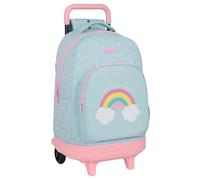 Safta Arcoiris, zaino grande con ruote, compatto, rimovibile, ideale per bambini di diverse età, comodo e versatile, qualità e resistenza, 33 x 22 x 45 cm, colore, Grigio/Rosa Chiaro, Estándar, Casual