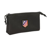 safta ATLETICO de MADRID TEEN - Astuccio triplo, astuccio per bambini, ideale per bambini in età scolastica, comodo e versatile, qualità e resistenza, 22 x 3 x 12 cm, Nero, M, Casual
