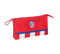 Safta ATLETICO DE Madrid - Astuccio triplo, astuccio per bambini, ideale per bambini in età scolastica, comodo e versatile, qualità e resistenza, 22 x 3 x 12 cm, colore rosso, rosso, Estándar, Casual