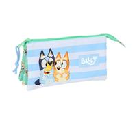 Safta Astuccio triplo BLUEY SISTERS – 22x12x3 cm, verde acqua, ideale per la scuola, M