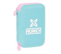 safta | Astuccio doppio compatto Munich Heaven 28 pezzi, Astuccio scolastico organizer con 2 scomparti e cerniera, include pennarelli, 10 matite colorate, Bolígrafo, Misure 12,5x4x19,5 cm