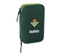 safta | Astuccio doppio compatto Real Betis Balompié 28 pezzi Water Resistant, Astuccio scolastico organizer con 2 scomparti e cerniere, include matite, pennarelli, Misure 12,5x4x19,5 cm