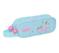 Safta - Astuccio doppio, tessuto riciclabile, astuccio per bambini, ideale per bambini in età scolastica, comodo e versatile, qualità e resistenza, 21 x 6 x 8 cm, colore blu, blu, Estándar, Casual
