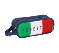 Safta BENETTON FLAG - Astuccio doppio bambino, astuccio per bambini, ideale per bambini in età scolastica, comodo e versatile, qualità e resistenza, 21 x 6 x 8 cm, Blu navy, M, Casual