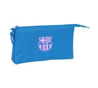 Safta F.C.Barcelona - Astuccio a tre pezzi, per bambini, ideale per bambini in età scolastica, comodo e versatile, qualità e resistenza, 22 x 3 x 12 cm, colore indaco, Indaco, Estándar, Casual