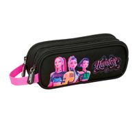 K-POP Demon Hunters - NERO - Doppio astuccio per bambini, ideale per bambini in età scolare, comodo e versatile, qualità e resistenza, 21x6x8 cm