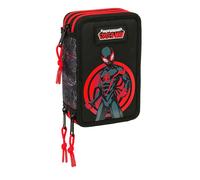 safta MILES MORALES - Astuccio scuola con 37 utili inclusi, astuccio per bambini, ideale per bambini dai 5 ai 14 anni, comodo e versatile, qualità e resistenza, 12,5 x 5,5 x 19,5 cm