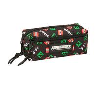 MINECRAFT - Astuccio triplo piccolo, astuccio per bambini, ideale per bambini in età scolastica, comodo e versatile, qualità e resistenza, 22 x 6 x 8,5 cm