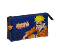 Safta Naruto Ninja - Astuccio Triplo, astuccio per bambini, ideale per bambini in età scolastica, comodo e versatile, qualità e resistenza, 22 x 3 x 12 cm, colore: nero/blu, Nero/blu, Estándar,